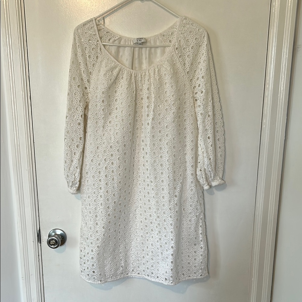 Elegant White Eyelet Dress